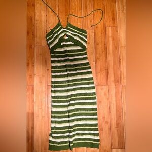 Mystique Boutique Green & White Stripe Midi Dress